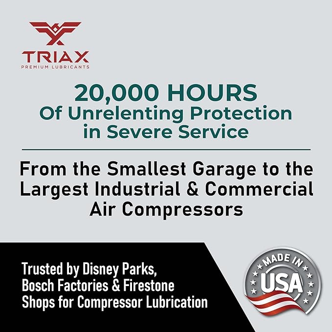 TRIAX Kompressor MV 46 / SAE 20 - Full Synthetic, Multi-Vis Air Compressor Oil - Commercial Grade - for Rotary, Vane, Screw, and Reciprocal - High Temp, 20,000 Hour Life, Non-Detergent (5 Gallon)