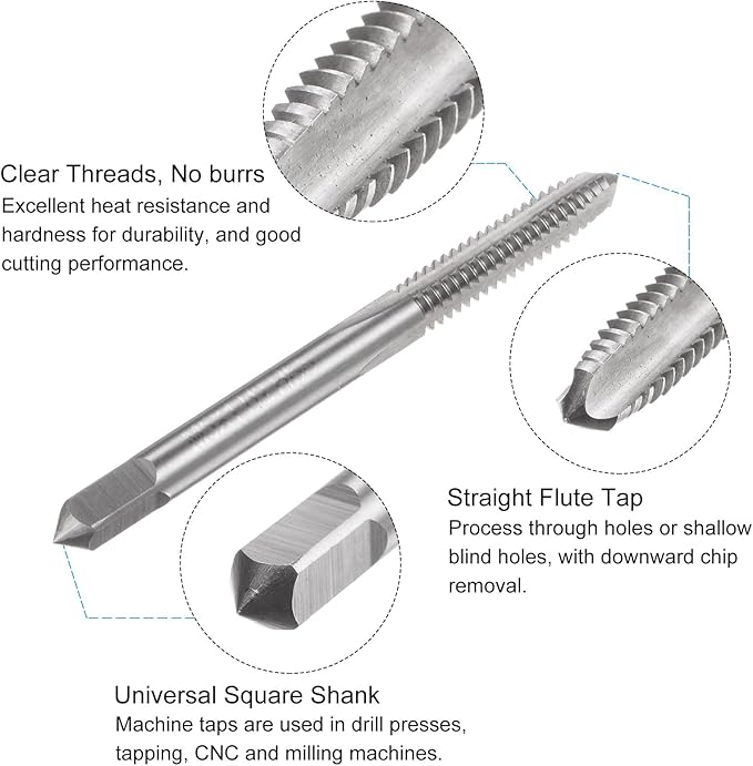 uxcell Metric Tap and Drill Bit Set, M5 x 1 Thread Tap & 4mm Black Oxide Twist Drill Bit, Straight Flute Tap Tapping Threading Repair Tool Kit