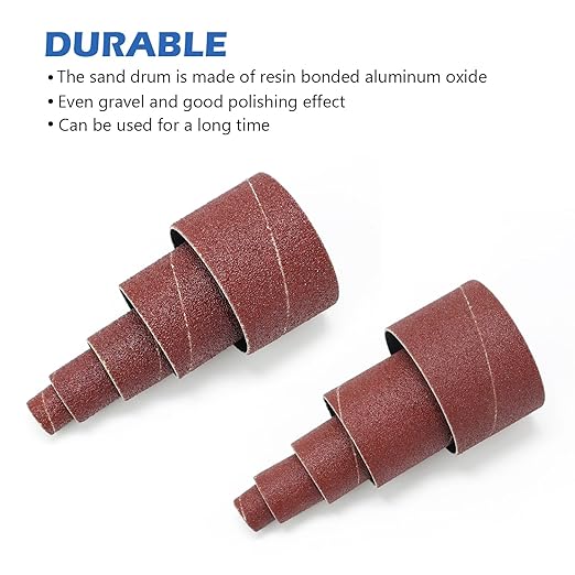Sanding Drum and Sleeves Set 1-1/2’’,1’’, 1/2’’ with 2 Rubber Erasers, Drill Sanding Kit for Sanding Polishing Multiple Materials Wood Fiberglass Metal, 80, 120 Grit-27PCS