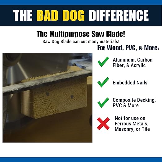 Bad Dog Tools Saw Dog 12 inch Circular Blade. 100-Tooth Carbide Tipped Finish Blade for Wood & Multiple Materials. Use with Circular, Miter or Table Saws