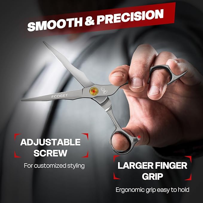 Hair Scissors Professional Hair Cutting Shears Right Hand - 6.8" Barber HIGH-END Extremely Sharp Haircut Scissors Professional Hairdressing Shears 440C Stainless Steel for Salon Home Stylists Silver