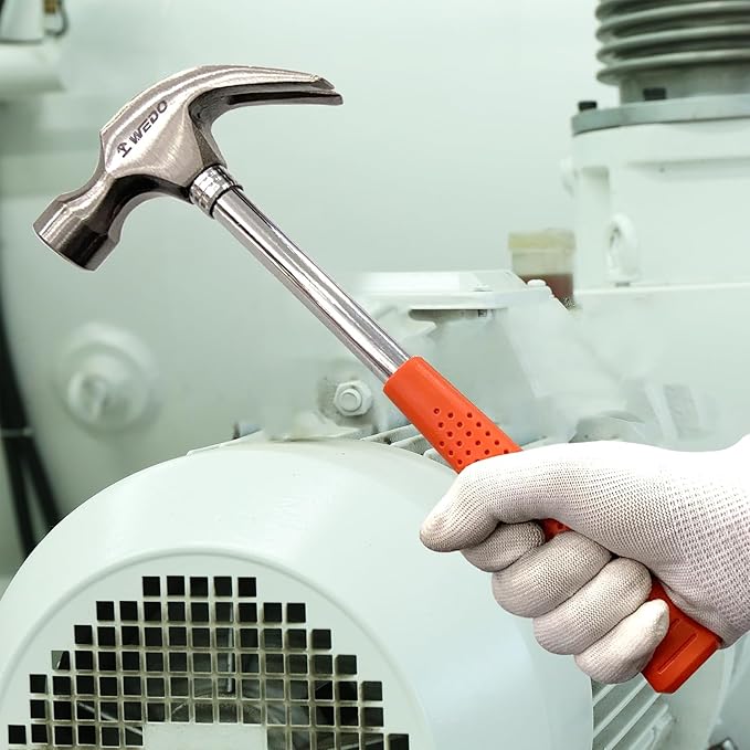 WEDO Claw Hammer with Tubular Steel Handle, Framing Hammer, 8 oz, length 258mm, Hammer and Nails Tool with Tubular Steel Handle, Multifunctional Safety Hammer for Household Maintenance