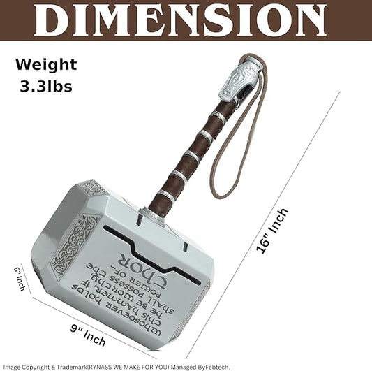 Hammer 15-Inch Metal Hammer, Full Size Adult Collectible with Handmade Leather Wrap (Silver)