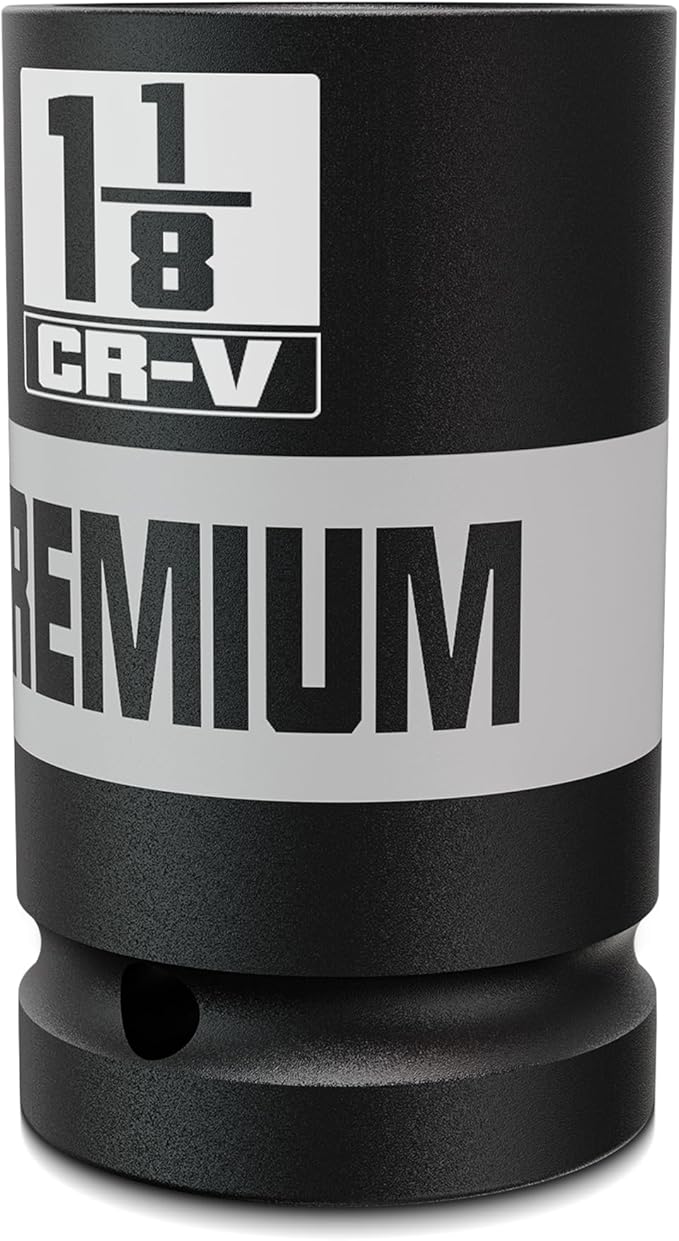 1-1/8 inch 3/4" Drive Impact Socket, SAE Axle Nut Sockets, Thicker Jumbo Sockets, 6 Point, Cr-V, Vehicle and Apparatus Maintenance