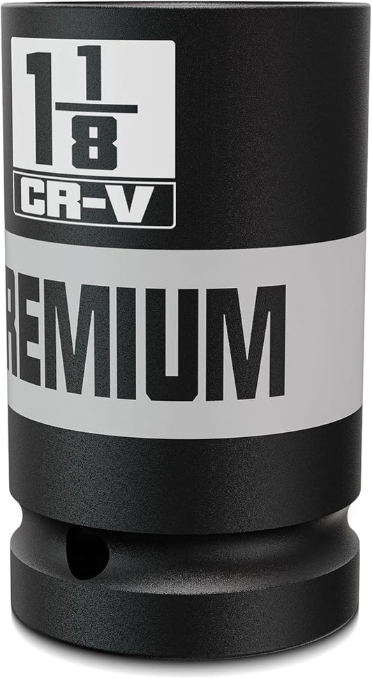 1-1/8 inch 3/4" Drive Impact Socket, SAE Axle Nut Sockets, Thicker Jumbo Sockets, 6 Point, Cr-V, Vehicle and Apparatus Maintenance