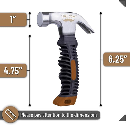 Mr. Pen- 8oz Brown Camping Hammer - Claw, Stubby, Tack, Magnetic, Small Women's Nail Hammer