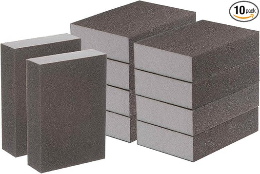 HARFINGTON 10pcs Superfine Sanding Sponge Blocks 500-600 Grit Foam Sanding Block for Polishing Kitchen Metal Wood Drywall, 100x70x25mm