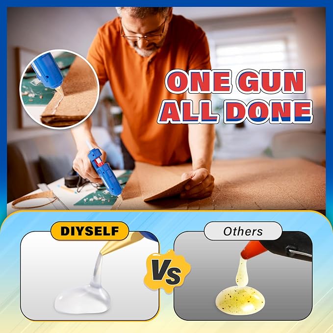DIYSELF Hot Glue Gun Full Size, 1 Pcs Glue Gun with 20 Extra Glue Sticks, Heavy Duty Hot Glue Guns for Crafts, Repair, Arts, Decorations, and Handmade DIY Projects, Heat Glue Guns 60/100W (Blue)