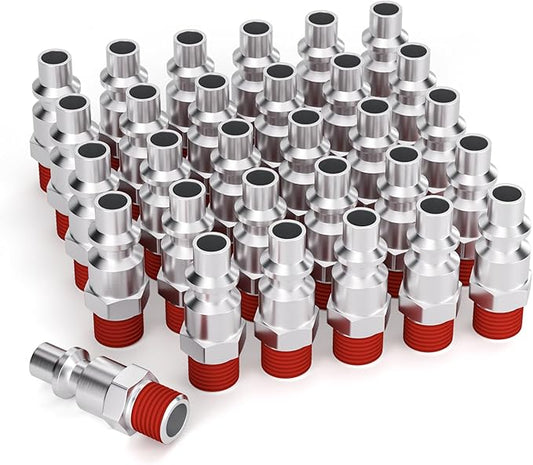 GASHER 3/8 Inch Body Size, M-Type Plug, 1/4 Inch Male Pneumatic Plugs(30-Pack)