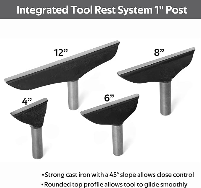 Integrated 6" Tool Rest with 1"(25.4mm) Post with Length 80mm for WoodTurning Lathes.