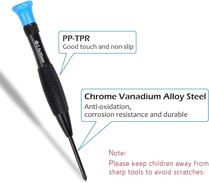 18-Piece Magnetic Screwdriver Set with Flathead, Phillips, Pentalobe, Torx, Star Screwdrivers, Tweezers in Different Sizes and Colors for Repairing Eyeglass, Phone, Watch