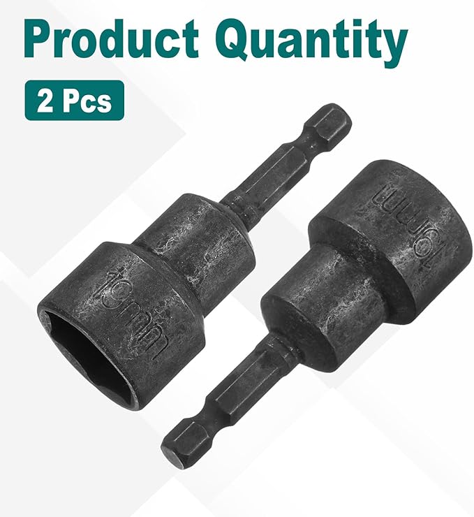 uxcell 2Pcs 1/4" Hex Shank 19mm Magnetic Hex Socket 65mm Length, CR-V Steel Quick-Release Power Nut Driver Set with Socket Wrench Screw for Impact Drill Nut Setters Black