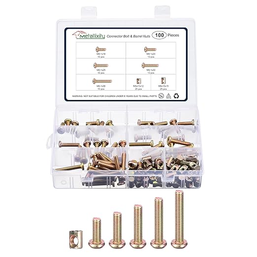 METALLIXITY Crib Screws Replacement Set(M6-1x16/20/25/30/35mm) 100Pcs, Connector Bolt M6 Screw Barrel Nuts Binding Screws, for Chair Cabinet Bed, Yellow