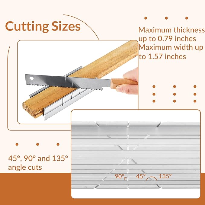Mini Metal Miter Box and Saw Set 6 Inch Hand Hacksaw with Replacement Blades 5.3 Inch Small Aluminum Miter Box With Adjustable Cutting Angles Flush Cut Saw for Soft Metal Crafts Hobby Projects