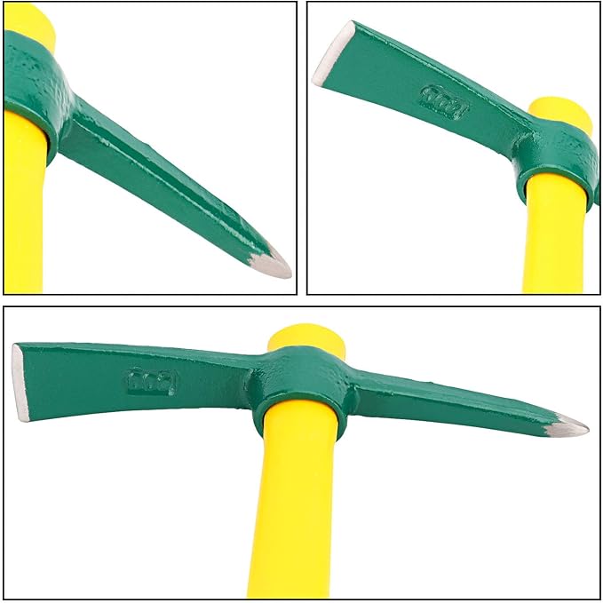 ZOENHOU 17.7 Inch Pick Mattock Hoe, Forged Garden Pick, Weeding Mattock Hoe Agriculture Hand Tools with Heavy-Duty Fiberglass Handle for Weeding Cultivating Camping or Prospecting