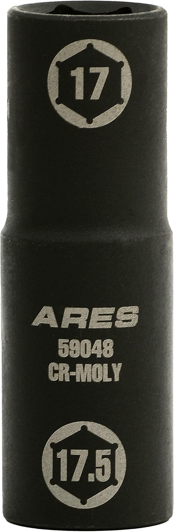 ARES 59048-1/2-inch Drive 17 x 17.5mm Half Size Lug Nut Flip Socket - Impact Grade Chrome-Moly Steel ??Remove Warped, Damaged, and Bloated Chrome Capped Lug Nuts
