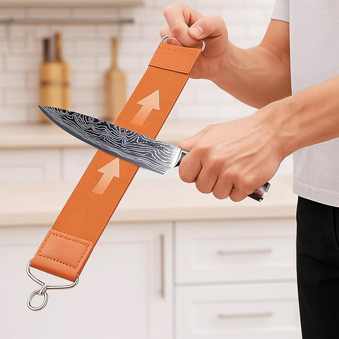 Seido Knives Professional Whetstone Set, Knife Sharpening Stone Kit Dual Grit Whetstone 400/1000 3000/8000 Knife Sharpener with Leather Strop