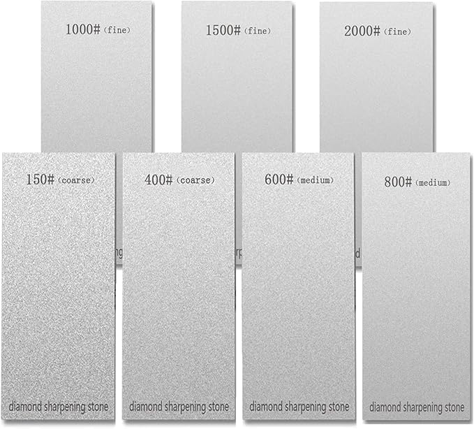 Diamond Sharpening Stone Set,Diamond Lapping Plate Coarse/Medium/Fine Grit Sharpener, Honing Whetstone for Kitchen, Sharpening Dull (150+400+600+800+1000+1500+2000)