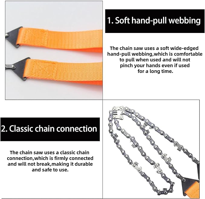Portable Pocket Rope Saw,Two-sided Teeth, Faster with Cutting Blade ON Every Link,Best Compact Folding Hand Saw Tool for Survival Gear,Camping,Hunting