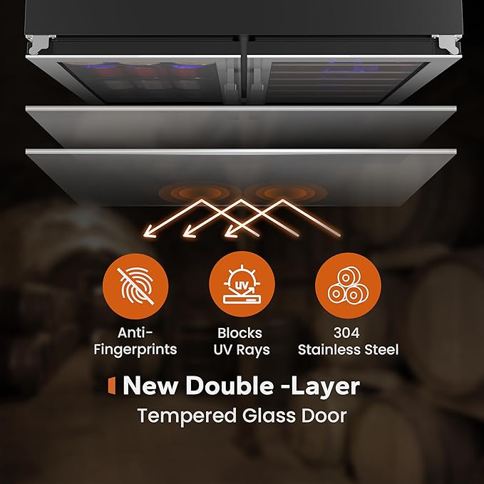 Ca'Lefort 30 Inch Wine and Beverage Refrigerator, 80 Can and 33 Bottle Wine Fridge Dual Zone 36-72째F, 3 LED Beverage Fridge Built in or Freestanding, Perfect for Home/Kitchen(6.00 cu.ft)