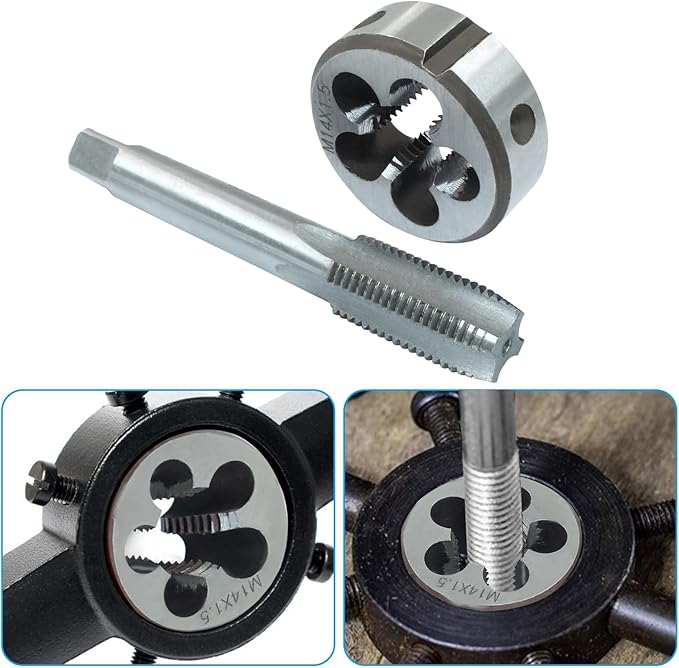 HARSKIYER M14 x 1.5 Metric Tap and Die Set, HSS Machine Thread Tap Die Set, M14 x 1.5mm Right Hand Thread Tapping Tool
