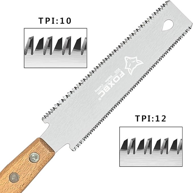 FOXBC Japanese Hand Saw Flush Cut Small Pull Saw Double-Edged Flexible for Woodworking Trim Saw