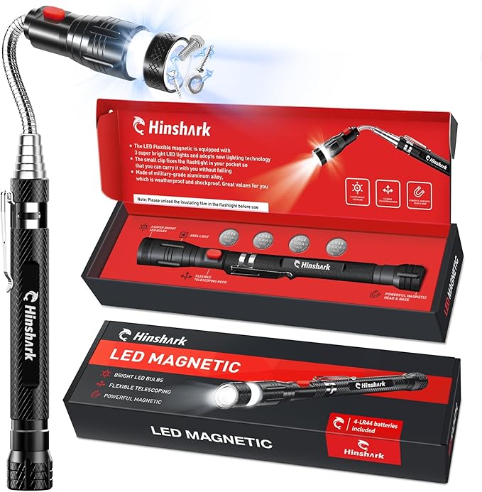 Hinshark Gifts for Men Extendable Telescoping Magnetic Pickup Tools, Valentines Day Gifts for Him, Anniversary Birthday Gift for Men Dad Husband Him, Mens Valentines Gift for Cool Gadgets Tools