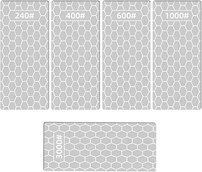 Diamond Sharpening Stone for 5 PCS Diamond Plate Honing Stone for Kitchen Sharpening Dull Knives Grindstone, 240/400/600/1000/3000 Grit
