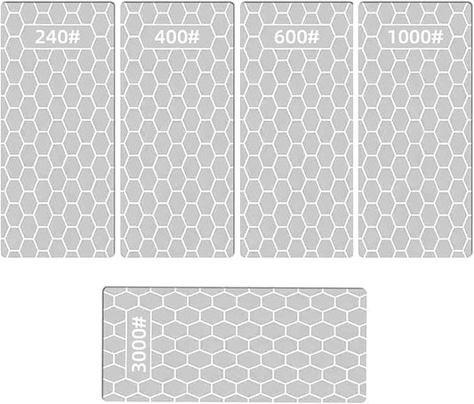 Diamond Sharpening Stone for 5 PCS Diamond Plate Honing Stone for Kitchen Sharpening Dull Knives Grindstone, 240/400/600/1000/3000 Grit