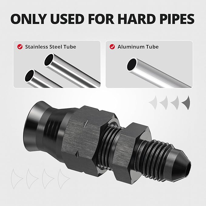EVIL ENERGY 3AN Male to 1/4" Hardline Compression Fitting Adapter Aluminum Black
