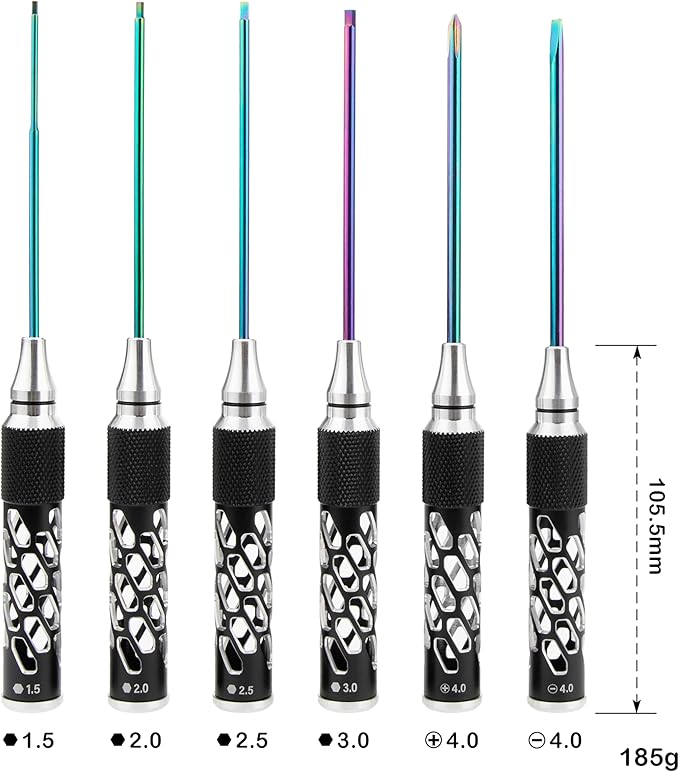 MEUS RACING RC Hex Screwdriver Phillips Screwdriver Slotted Screwdriver Tool Set for 1/6 1/8 1/10 SCX6 SCX10 TRX4 RC Crawler Car (Type D)