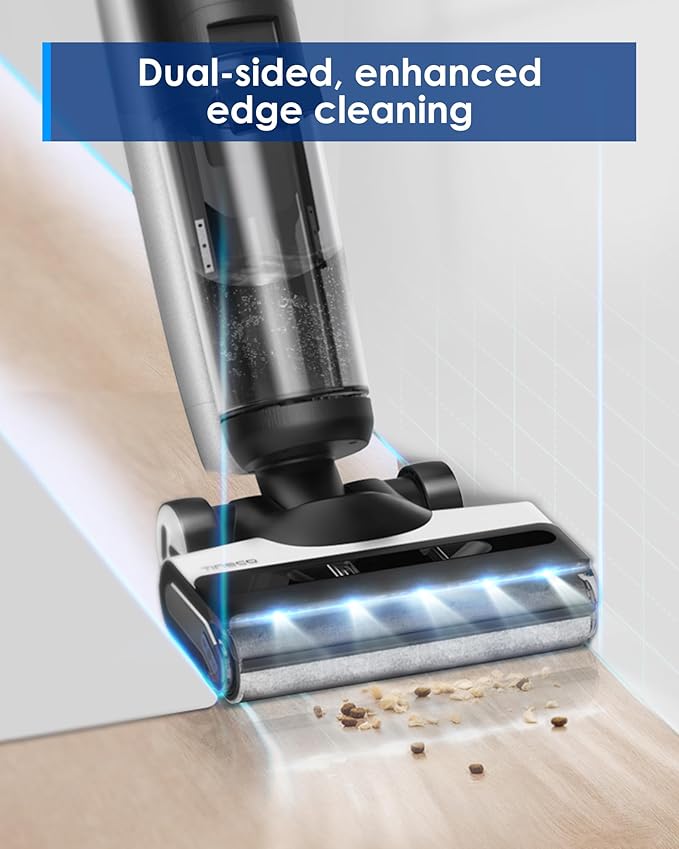 Tineco Floor ONE S7 FlashDry Smart Cordless Wet Dry Vacuum Cleaner, Long Runtime, Great for Sticky Messes, Self-Cleaning, 158?덳ot Air FlashDrying, Dual-Sided Edge Cleaning, Extended Battery Lifespan
