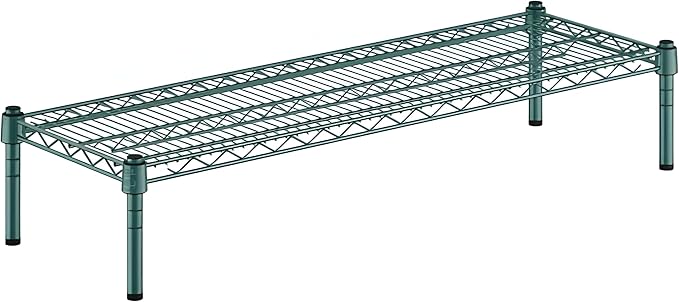 14" x 42" x 8" Green Epoxy Wire Storage Shelf, Dunnage Rack, Commercial 1 Tier Small Shelf