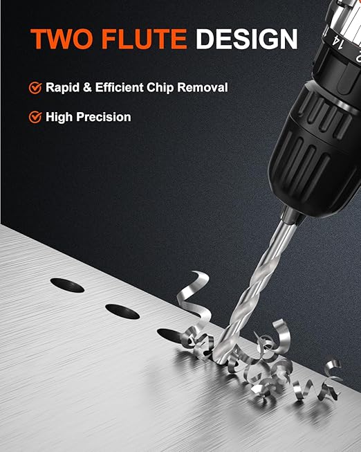 COMOWARE Drill Bit Sets for Metal- 19 Pcs Straight Shank M2 HSS Drill Bits for Stainless Steel, Cast Iron, Plastic and Wood