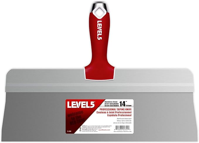 14" Big Back Taping Knife | LEVEL5 | Stainless Steel w/Soft Grip Handle | 5-196
