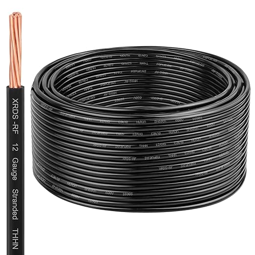 XRDS -RF 12 AWG 150FT THHN Stranded Wire ??Nylon Insulated Pure Copper Electrical Cable for DIY Projects ??Black ??600V Rated
