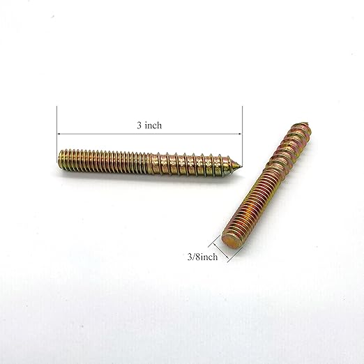 12 Pack 3/8-16 x 3 Inch Hanger Bolts 3/8-16" Double Headed Bolts 3/8 Wood Dowel Screw Self-Tapping Screw Hanger Bolts for Furniture Double Head Threaded Rods Bolt 75mm Length