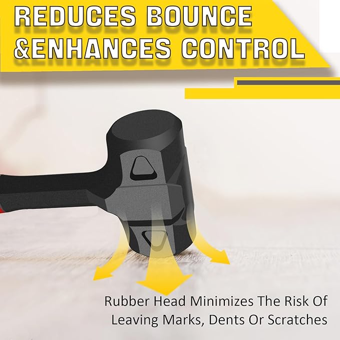 YIYITOOLS 2LB (32oz) Dead Blow Hammer, Heavy Duty One-Piece Forged Carbon Steel Construction, Steel Ball-Filled Head, Anti-Vibration Rubber Grip, Spark and Rebound Resistant, Ideal for DIY, Automotive