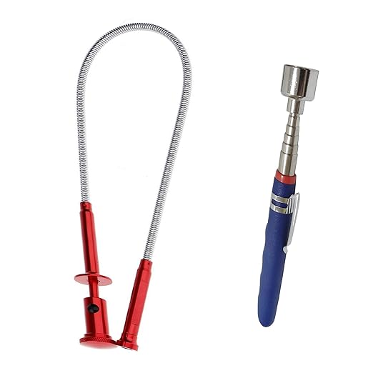 20 lb Telescoping Magnetic Pickup，Claw Magnetic Pick-up Tool 4 Claws with Bright LED Light Flexible Spring Magnet Grab Grabber Fingers Prongs for Garbage Pick up arm Extension