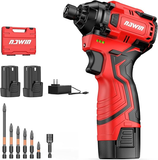 Cordless Impact Driver Kit 16.8V Max Torque 140Nm竊?05ft-lbs竊덳igh Rotation Electric Impact Driver Brushless Motor Continuously Variable Rechargeable 1/4" impact driver 2.0Ah Batteries