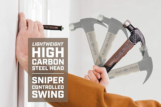 Spec Ops Tools Fiberglass Hammer, 16 oz, Curved Claw, Shock-Absorbing Grip (Pack of 12)