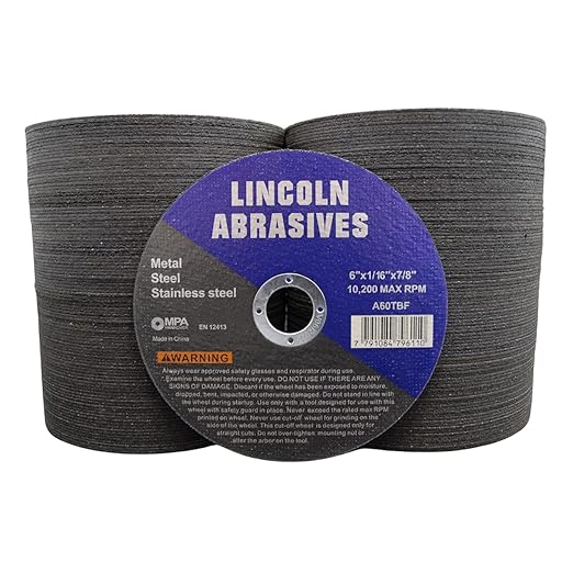 200 Pc 6" x 1/16" x 7/8" Cut-Off Wheels Lincoln Abrasives Metal & Stainless Steel