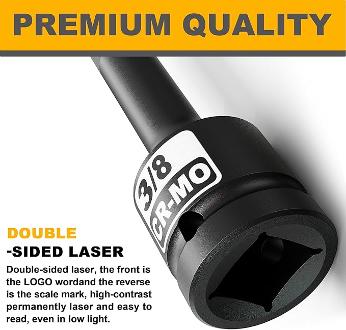 1/2" Drive H3/8-Inch Impact Hex Bit Socket, SAE Allen Bit Socket, Cr-Mo Steel, Removing Loosening Hexagon Bolts