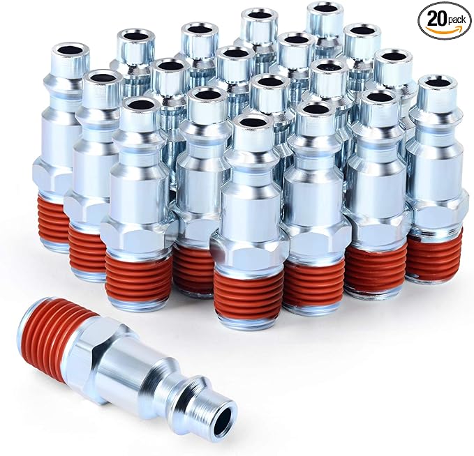 GASHER 1/4-Inch NPT Male Industrial Air Plug, Pneumatic Plugs 300PSI (20-Pack)