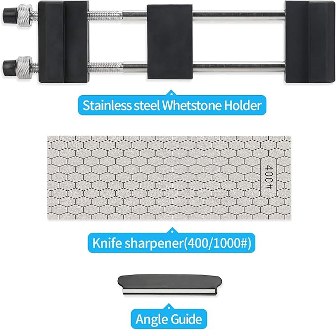 DMD Diamond Sharpening Stone Holder Set with Simple Adjustment Screws Holds the Stone Securely with Diomand Knife Sharpener Stones 訝?Durable Quality and Exquisite Design Blue