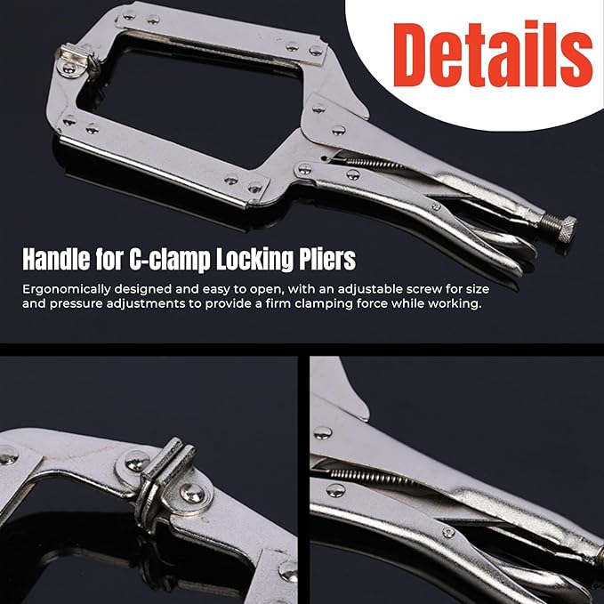 18 Inch C Clamp Locking, 5 Pcs Heavy Duty Welding Clamps Pliers Set Vise Grip Clamps with Swivel Pad for Electrician Maintenance, Wood Working, Welding and Craftsmen Home Workshop