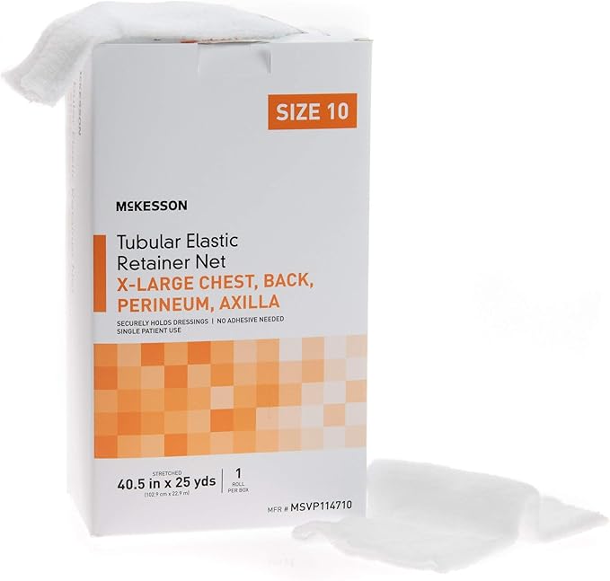 McKesson Tubular Elastic Retainer Net Dressing, Non-Sterile, Chest, Back, Perineum, Axilla, Size 10, 40 1/2 in x 25 yd, 1 Count, 1 Pack