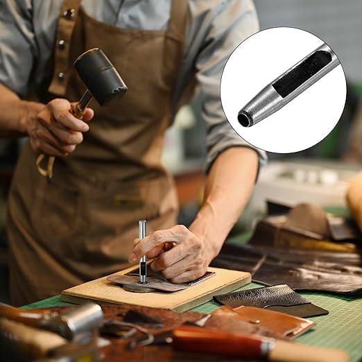 2.5MM Leather Hole Punch Tool [2PCS] - Metal Round Belt Hole Puncher Use for Leather Working & Belts & Watch Band & Paper & Plastic - [Silver Tone] Round Hollow Tools