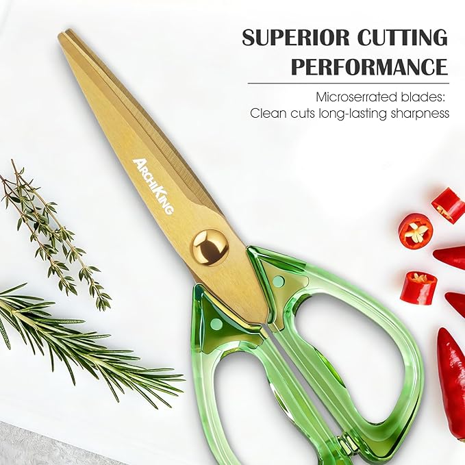 8.0inch Kitchen Shears, Sharp Stainless Steel Meat & Poultry Scissors, Transparent Blue Acrylic Handle, All Purpose Utility Cooking Scissors for Kitchen/BBQ/Home/Office