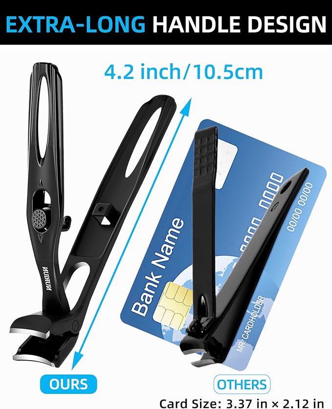 Long Handled Toenail Clippers for Seniors Thick Toenails, Angled Head Large Nail Clippers for Men, Heavy Duty Professional Toe Nail Clippers for Thick Nails, Stocking Stuffers